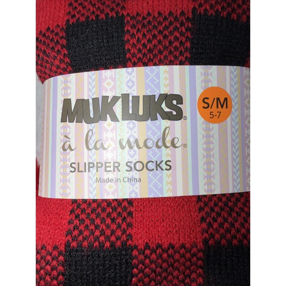Muk Luks Slipper Socks Womens Small/Medium S/M (5-7) Red Christmas Holiday NEW